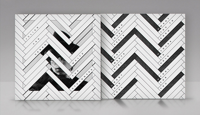 Album cover design in black and white