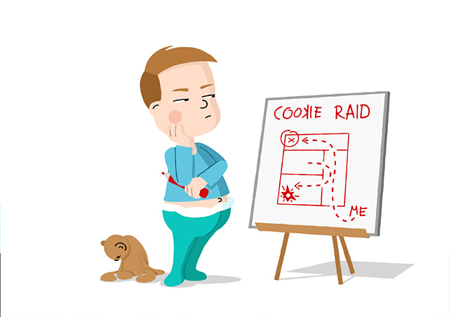 A kids planning its Cookie Raid with a map