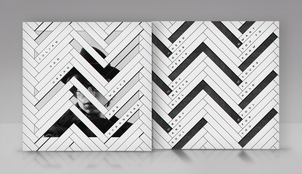 Album cover design in black and white