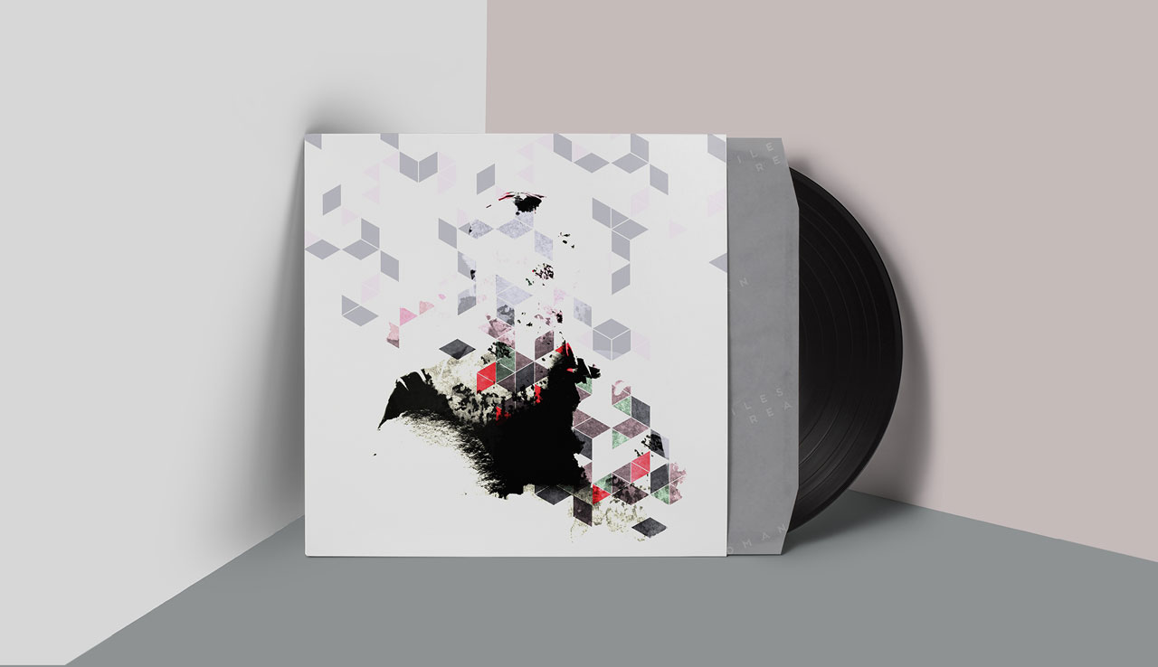 Album cover with flying chevron pattern