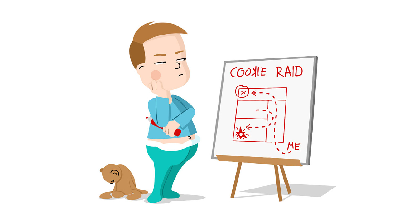 A kids planning its Cookie Raid with a map